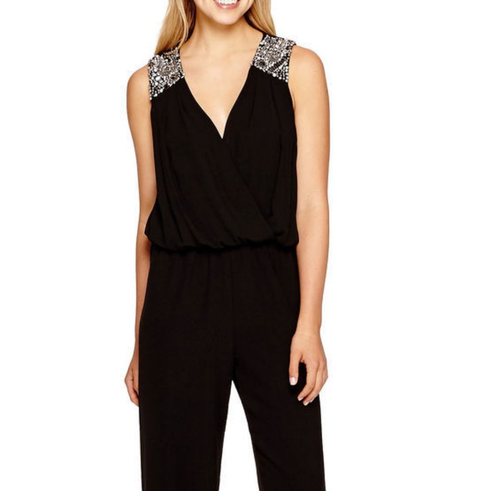 City Triangles Black Embellished Jumpsuit - Size L